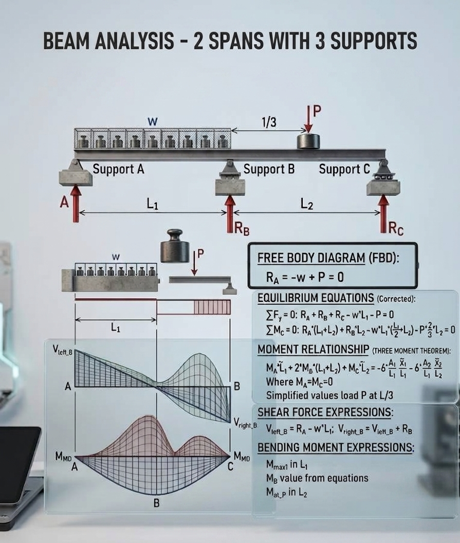 Beam Analysis- 2 spans with 3 Supports.xmcd