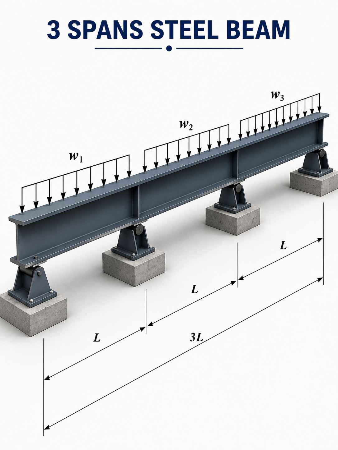 3 spans Steel Beam - SI units