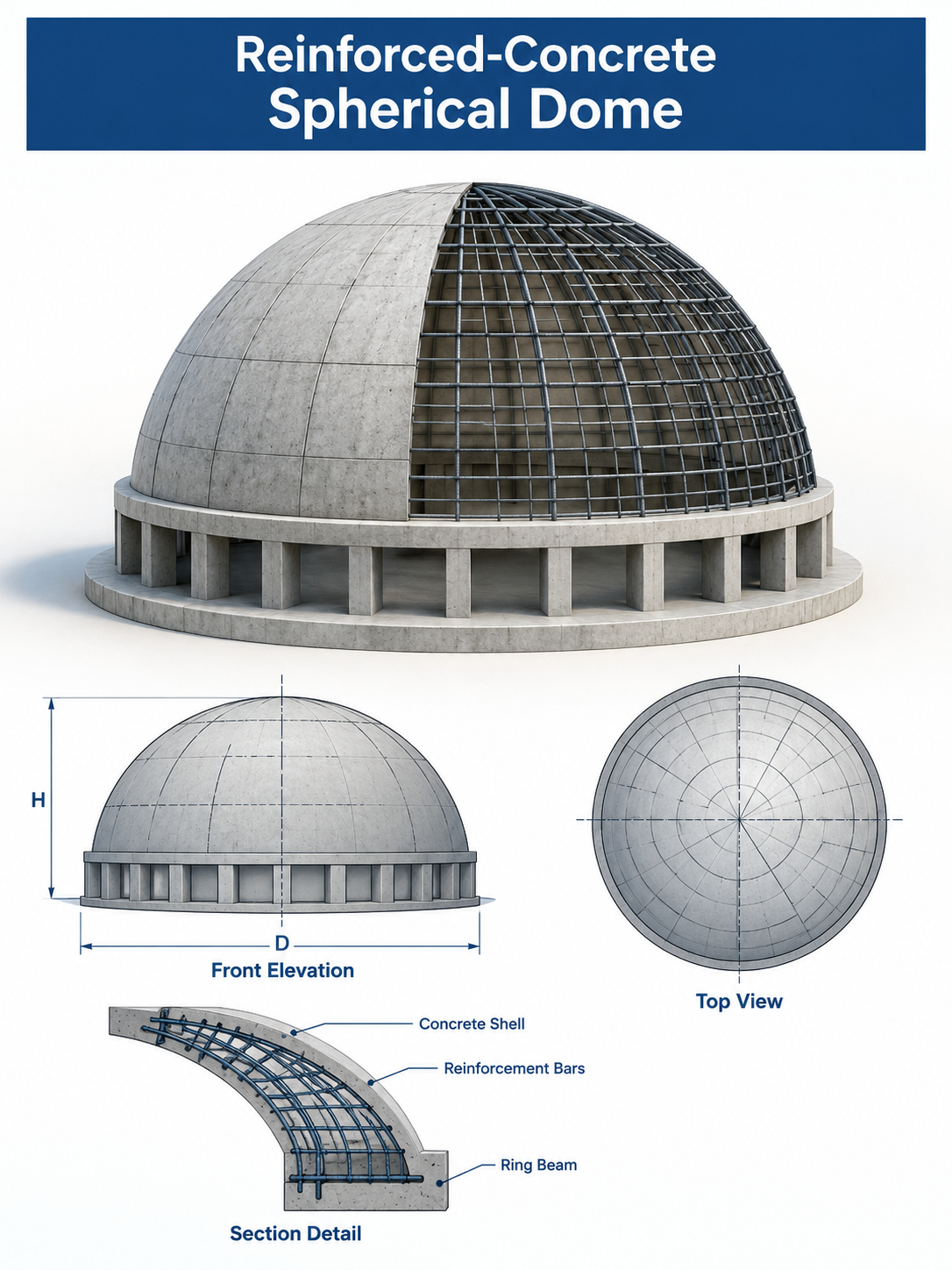 Reinforced-Concrete Spherical Dome -1